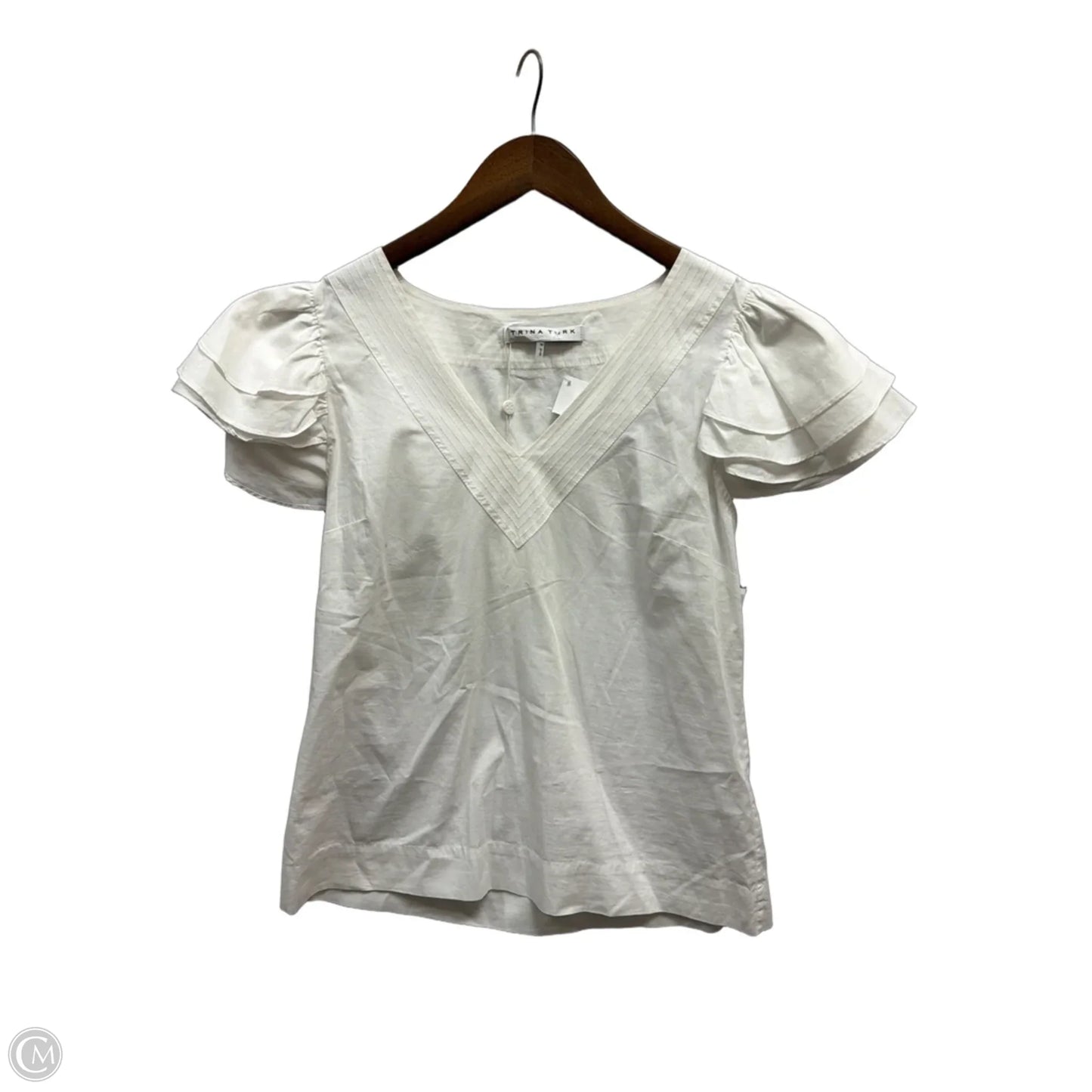 Top Short Sleeve By Trina By Trina Turk In White, Size: M