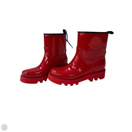 Boots Luxury Designer By Moncler In Red, Size: 7