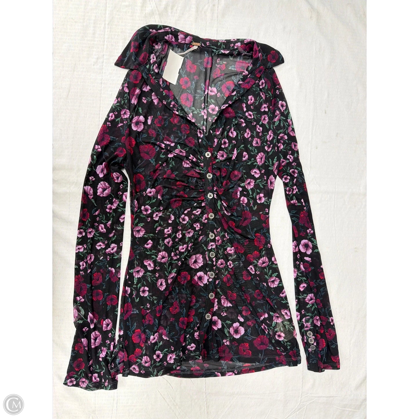 Top Long Sleeve By Free People In Floral Print, Size: L