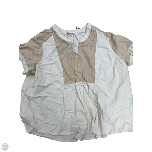 Top Short Sleeve By Terra & Sky In Cream & Tan, Size: 1x