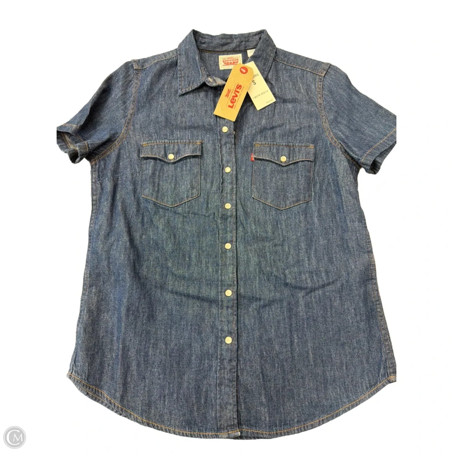 Top Short Sleeve By Levis In Blue Denim, Size: S