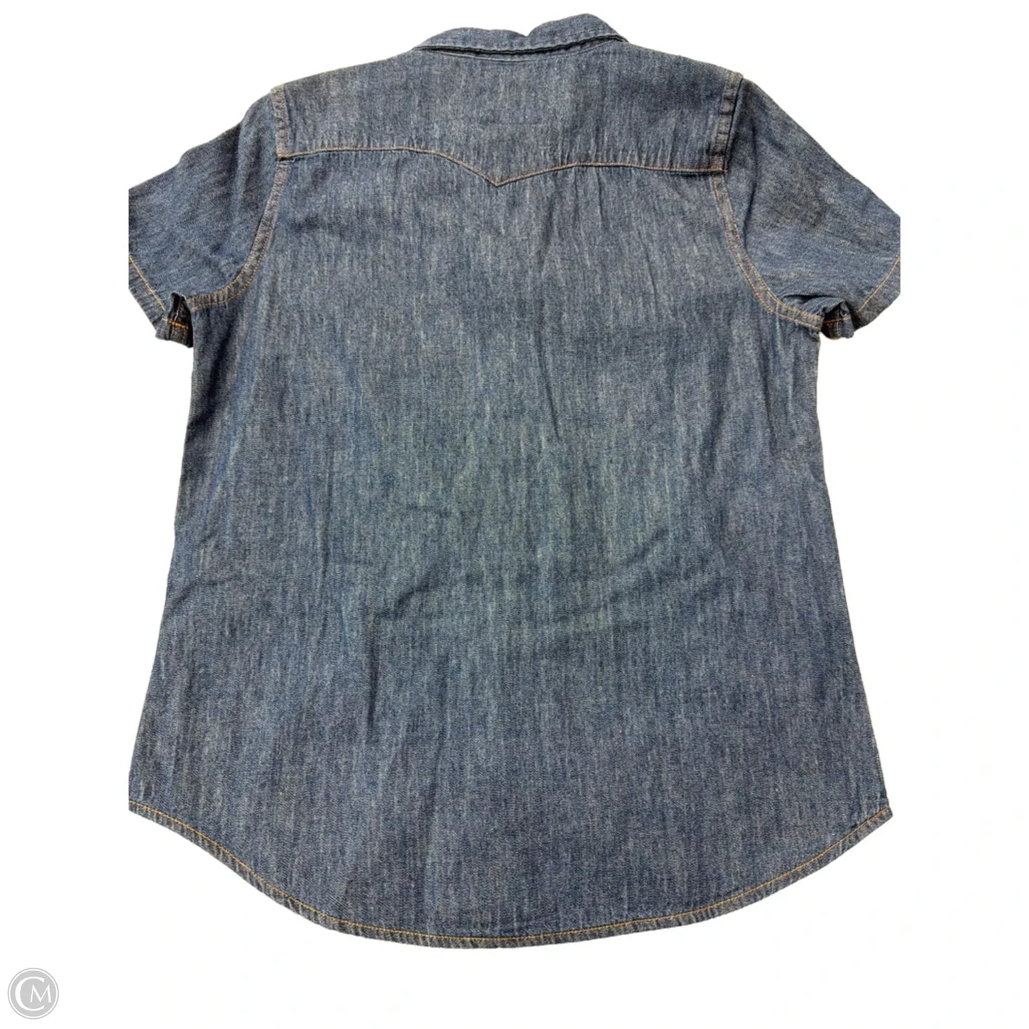 Top Short Sleeve By Levis In Blue Denim, Size: S