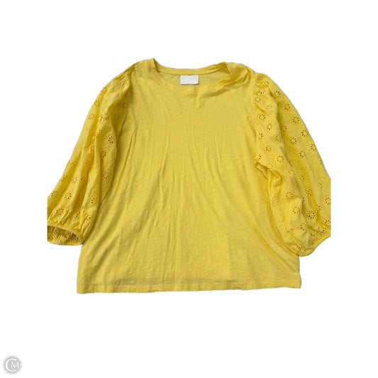 Top Long Sleeve By St Johns Bay In Yellow, Size: 2x
