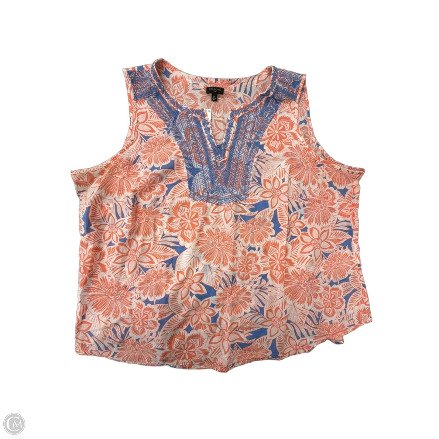 Top Sleeveless By Talbots In Blue & Orange, Size: 2x