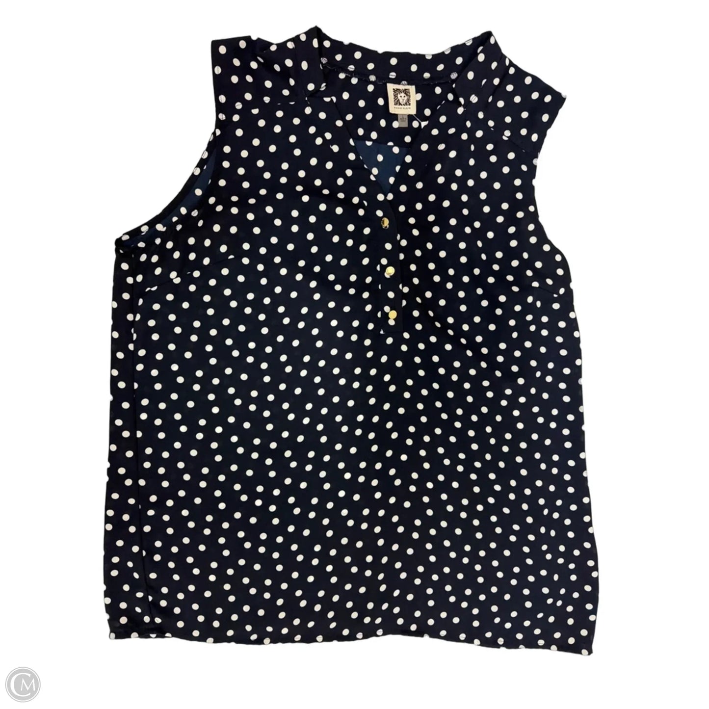 Top Sleeveless By Anne Klein In Polkadot Pattern, Size: L