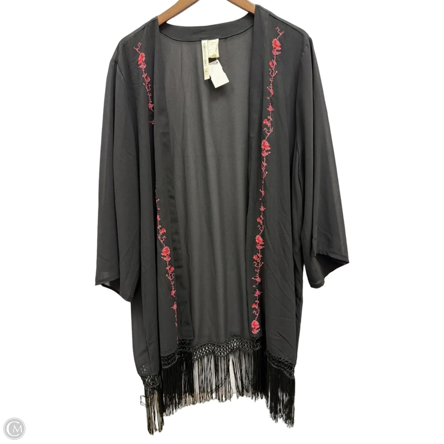 Kimono By Clothes Mentor In Black, Size: Xl