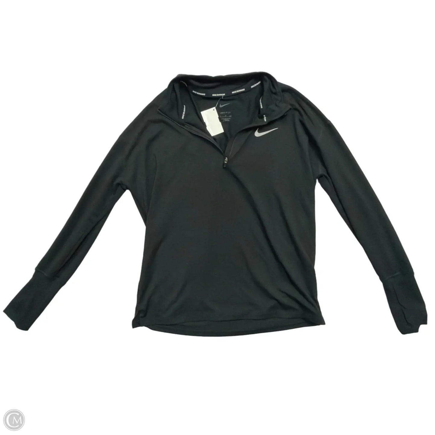 Athletic Top Long Sleeve Collar By Nike Apparel In Black, Size: S