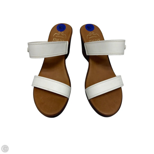 Sandals Heels Wedge By Italian Shoemakers In White, Size: 8.5