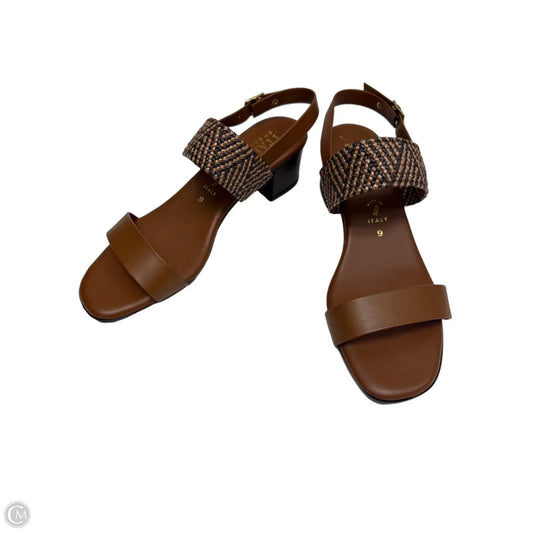 Sandals Heels Block By Italian Shoemakers In Brown, Size: 6