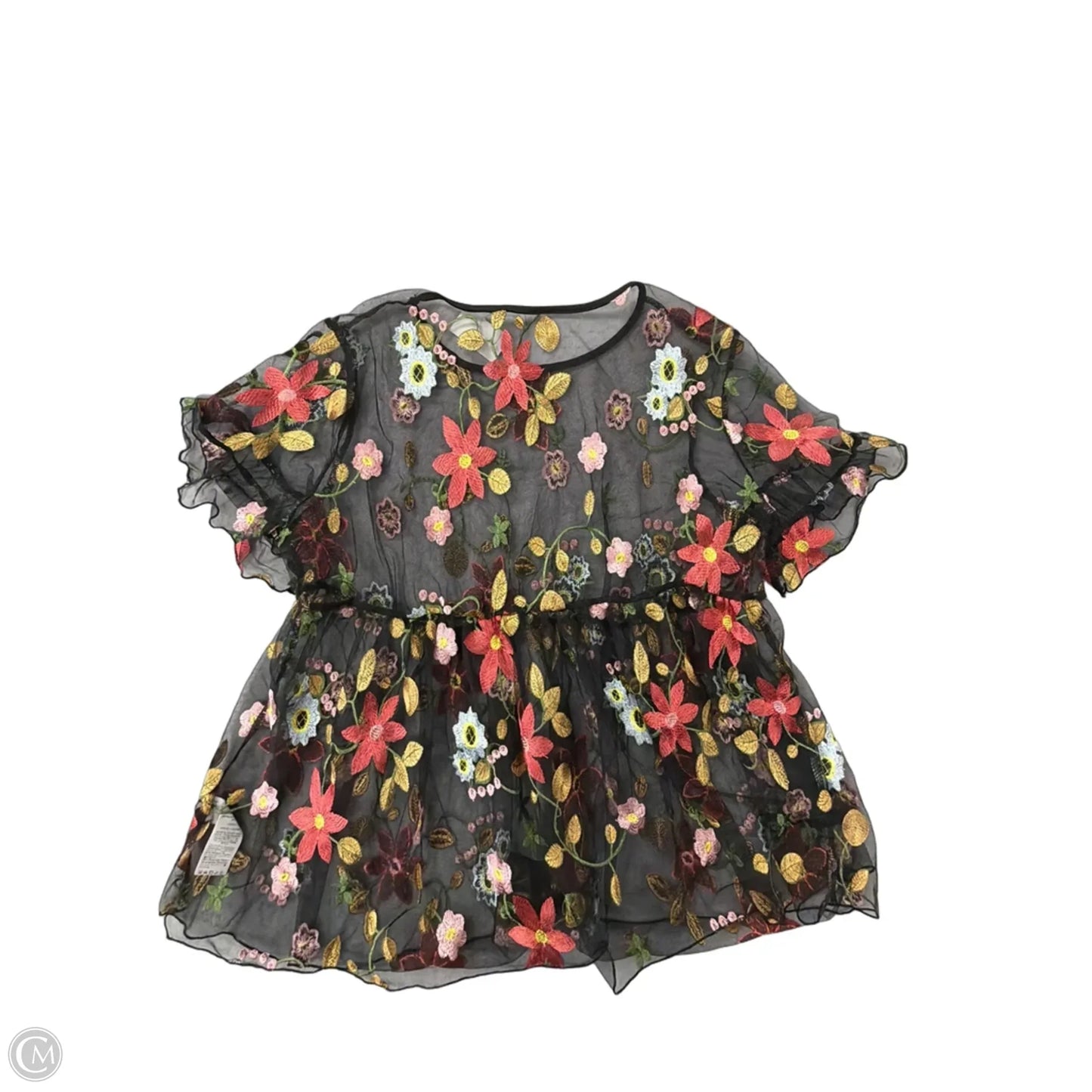 Top Short Sleeve By Shein In Floral Print, Size: 2x