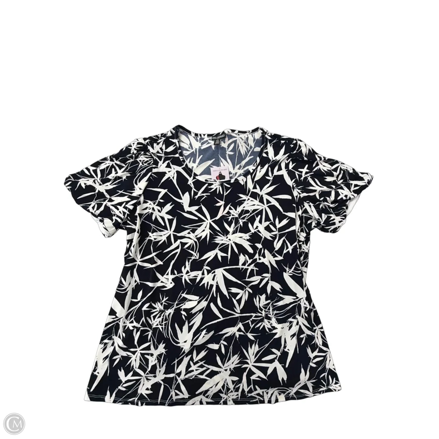 Top Short Sleeve By Nina Leonard In Blue & White, Size: 2x