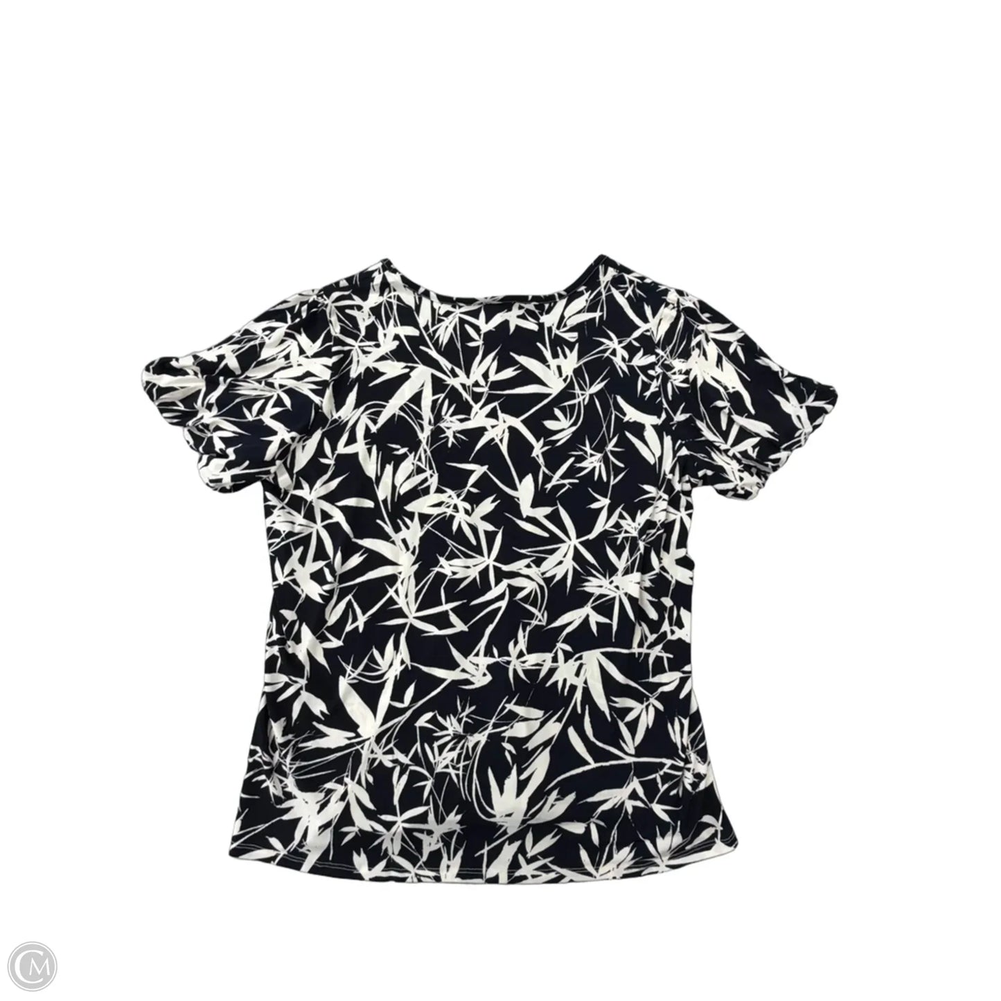 Top Short Sleeve By Nina Leonard In Blue & White, Size: 2x