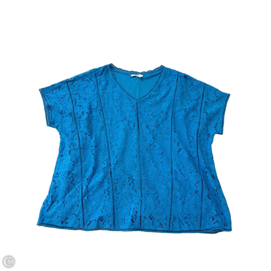 Top Short Sleeve By Isaac Mizrahi Live Qvc In Blue, Size: 2x