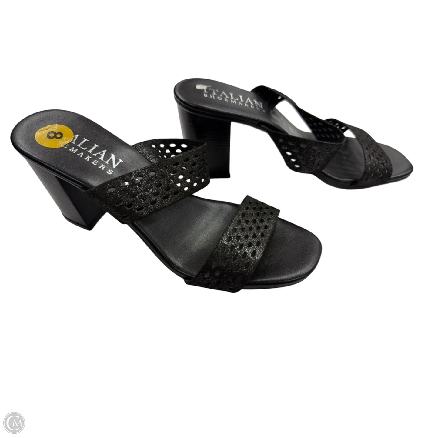 Sandals Heels Block By Italian Shoemakers In Black, Size: 8