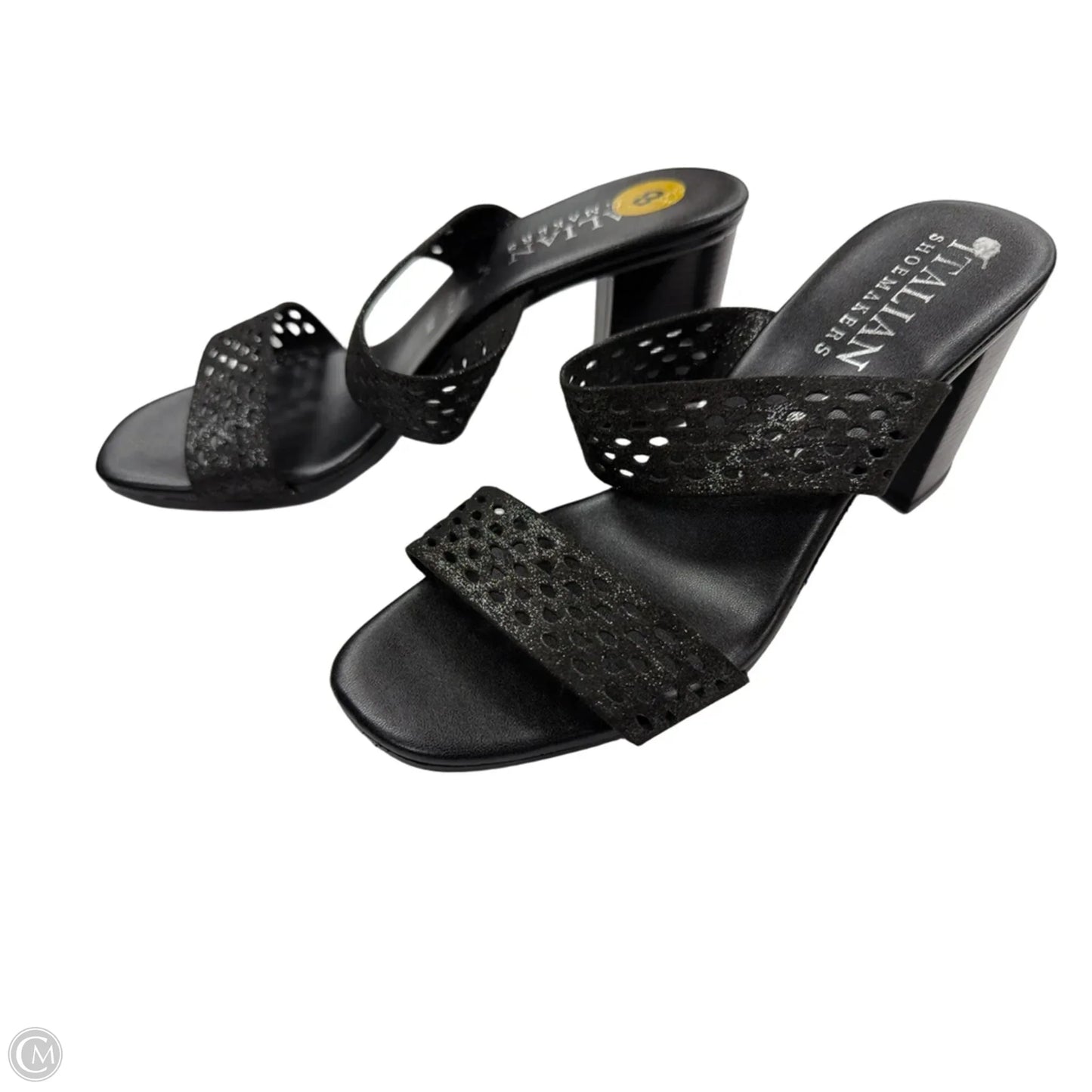 Sandals Heels Block By Italian Shoemakers In Black, Size: 8