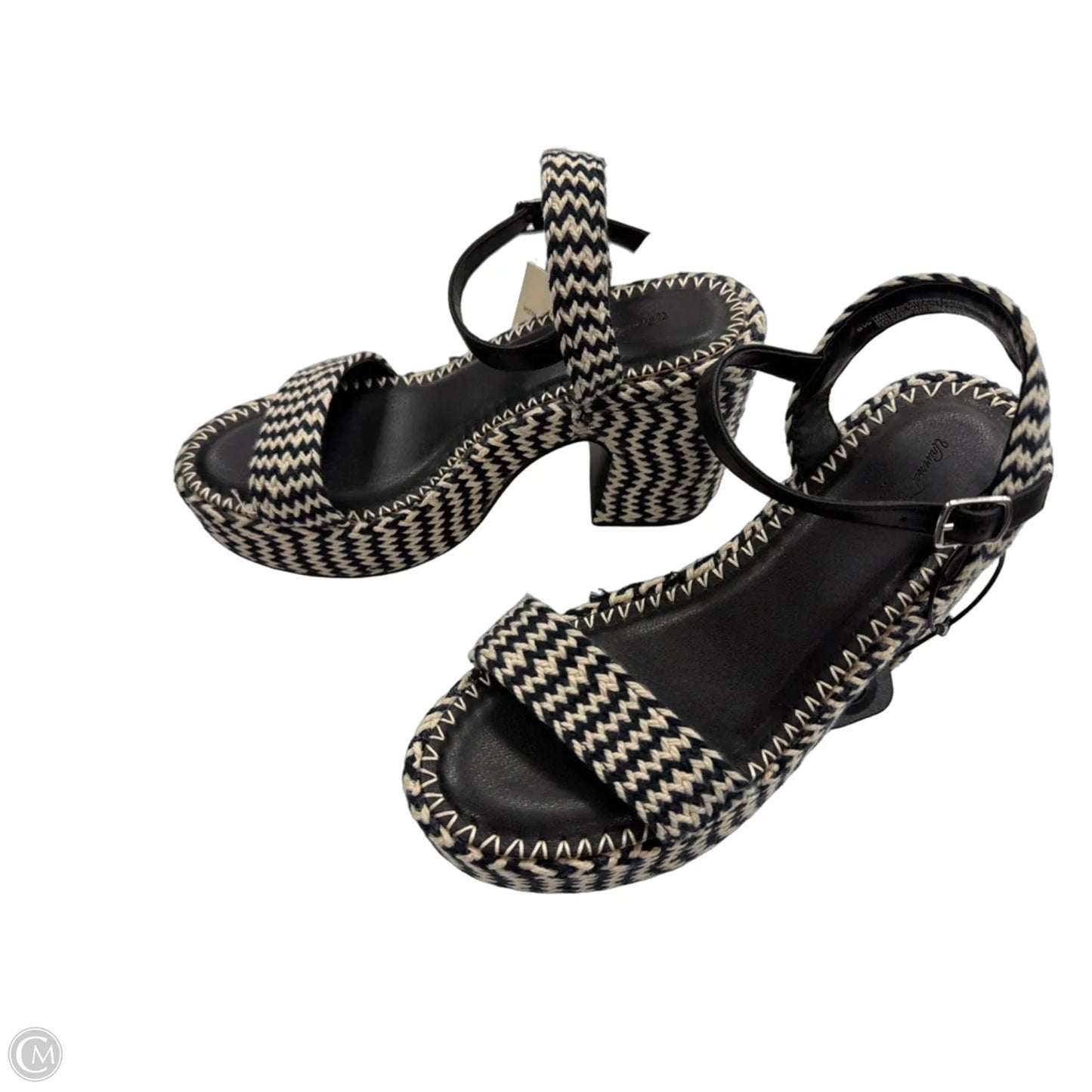 Sandals Heels Platform By Universal Thread In Black & Tan, Size: 9.5