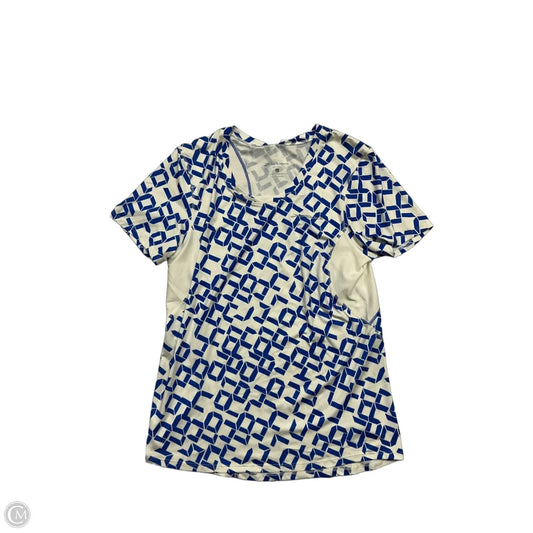 Athletic Top Short Sleeve By Brooks In Blue & White, Size: L