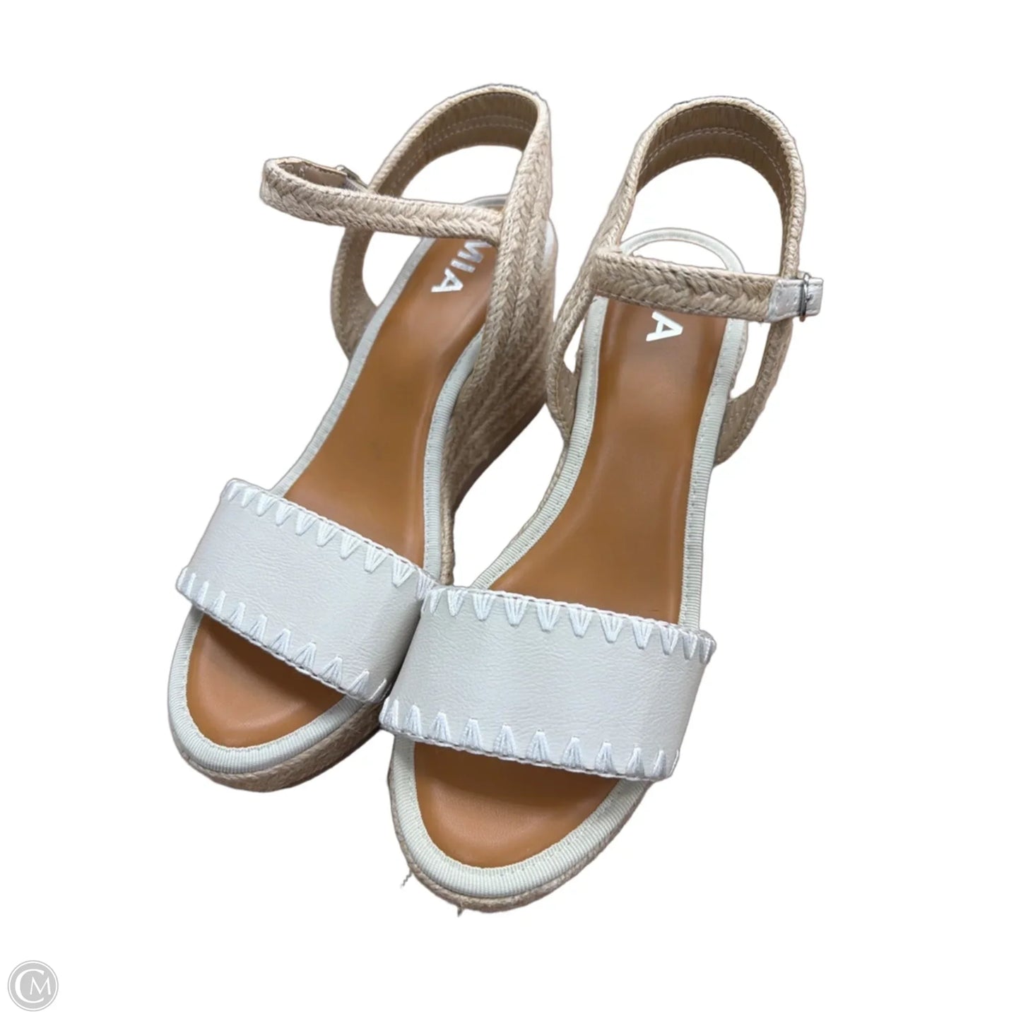 Sandals Heels Wedge By Mia In Beige, Size: 8