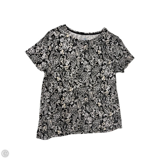 Top Short Sleeve By Croft And Barrow In Black & White, Size: Mp