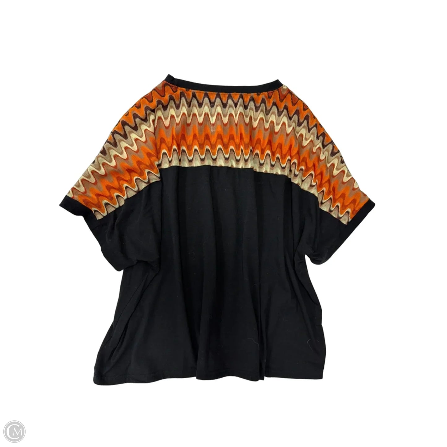 Top Short Sleeve By Emery Rose In Black & Orange, Size: 5