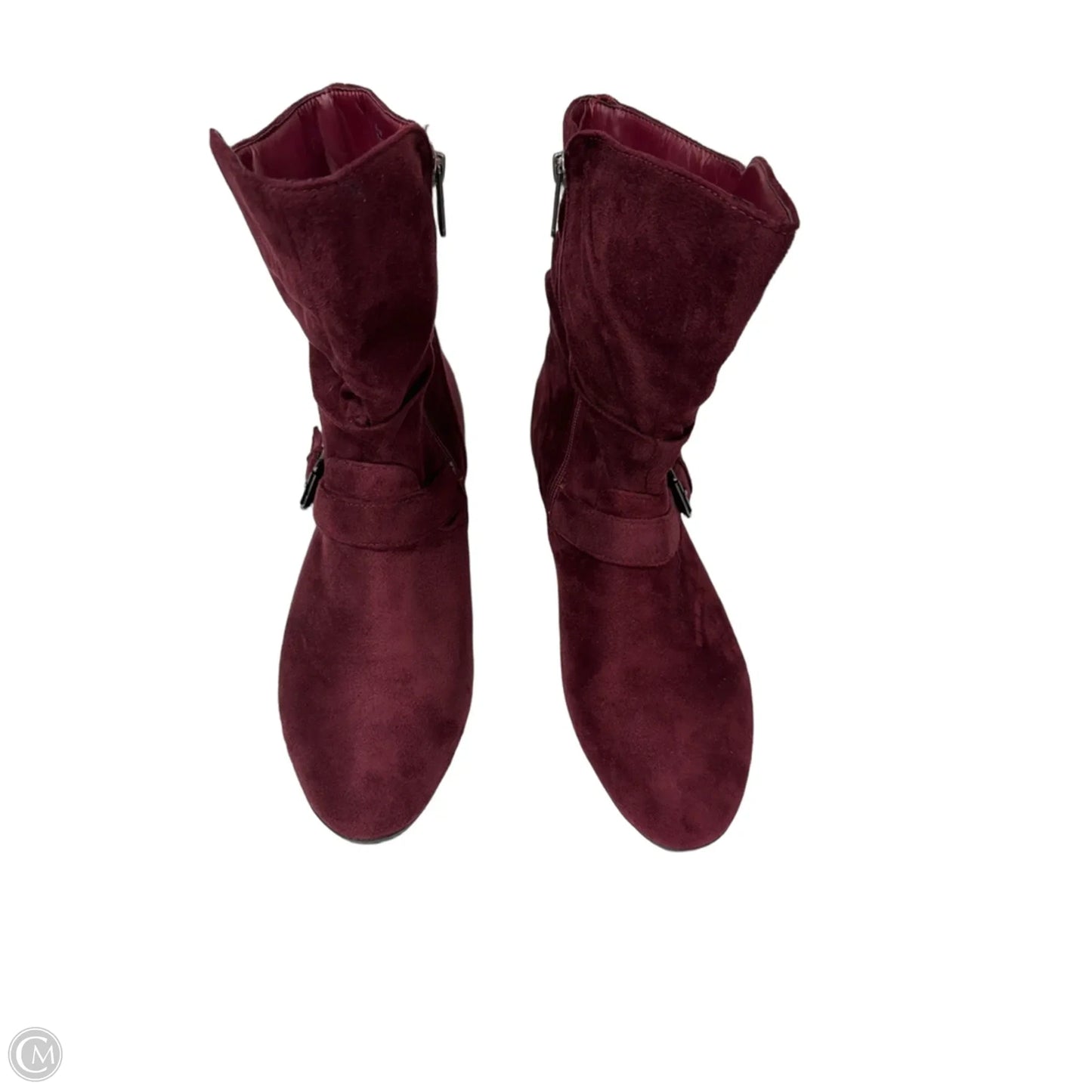 Boots Mid-calf Flats By Clothes Mentor In Maroon, Size: 11