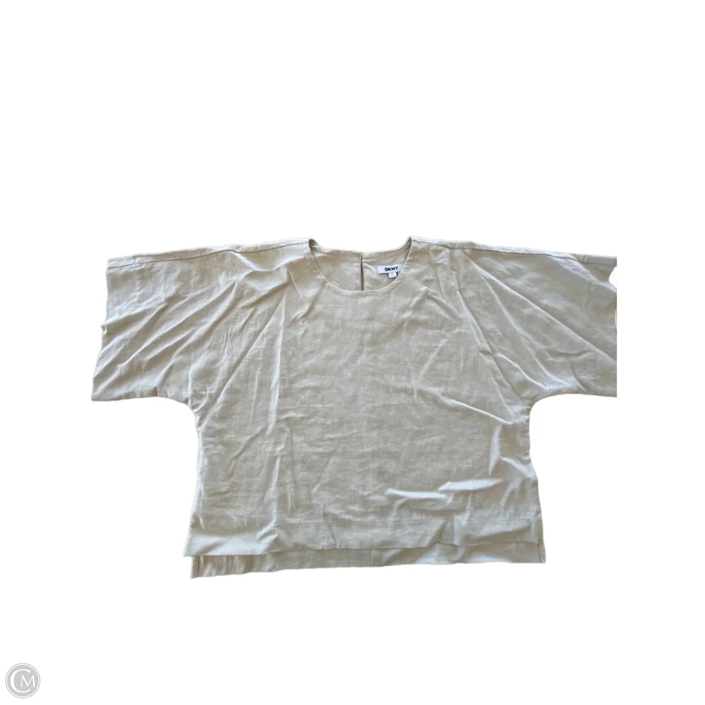 Top Short Sleeve By Dkny In Beige, Size: S