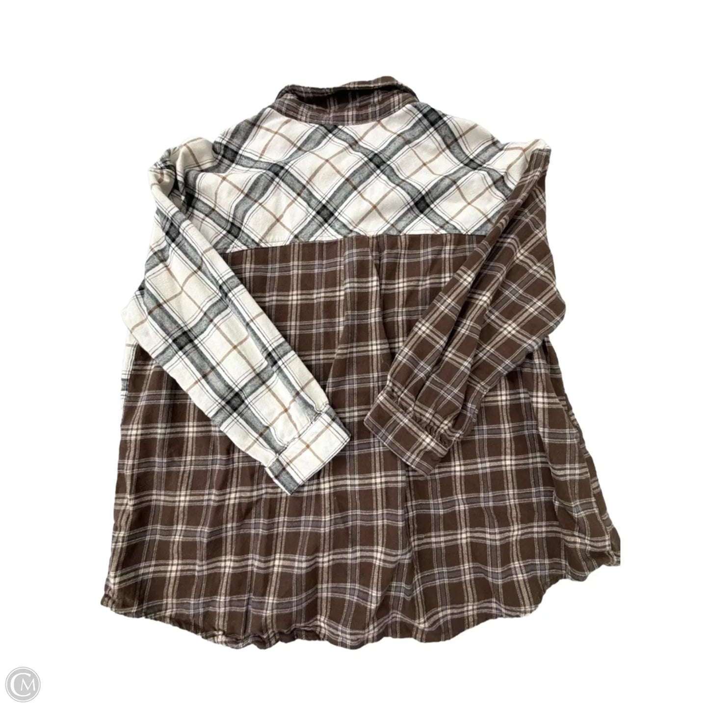 Top Long Sleeve By Maurices In Plaid Pattern, Size: 1x