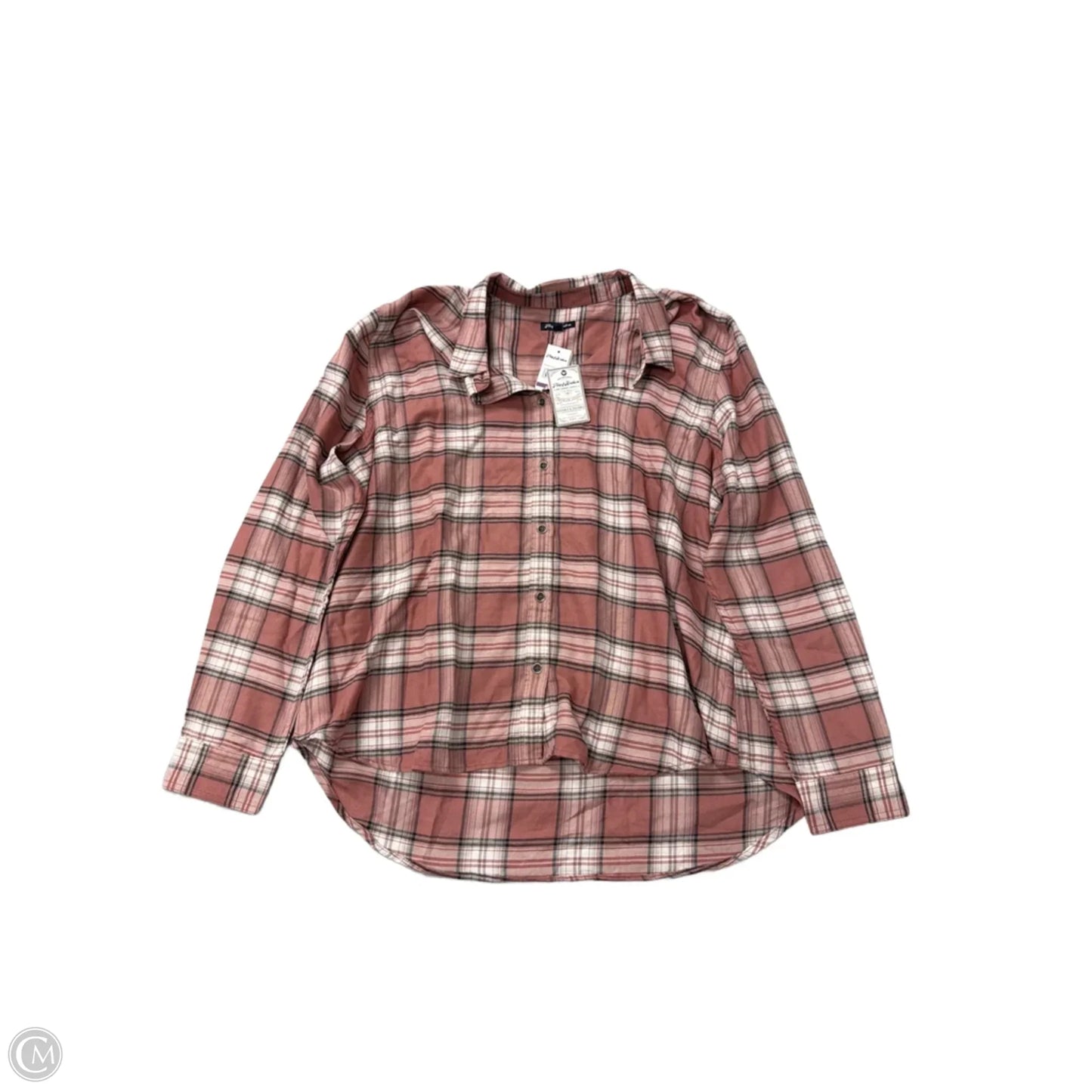 Top Long Sleeve By Flag & Anthem In Plaid Pattern, Size: 1x