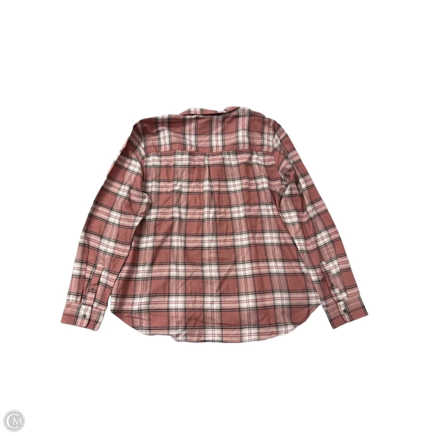 Top Long Sleeve By Flag & Anthem In Plaid Pattern, Size: 1x