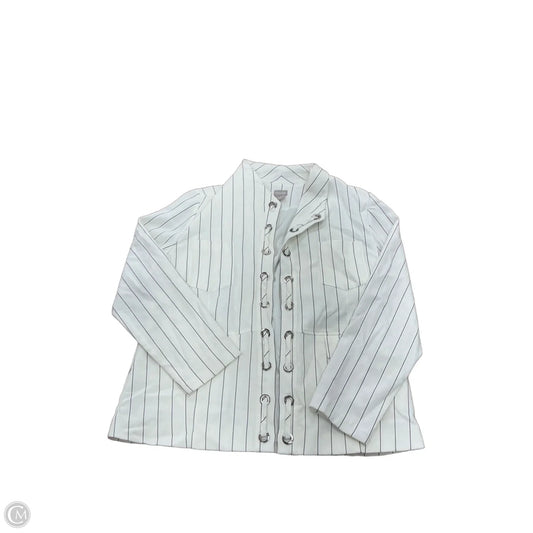 Blazer By Chicos In Striped Pattern, Size: L