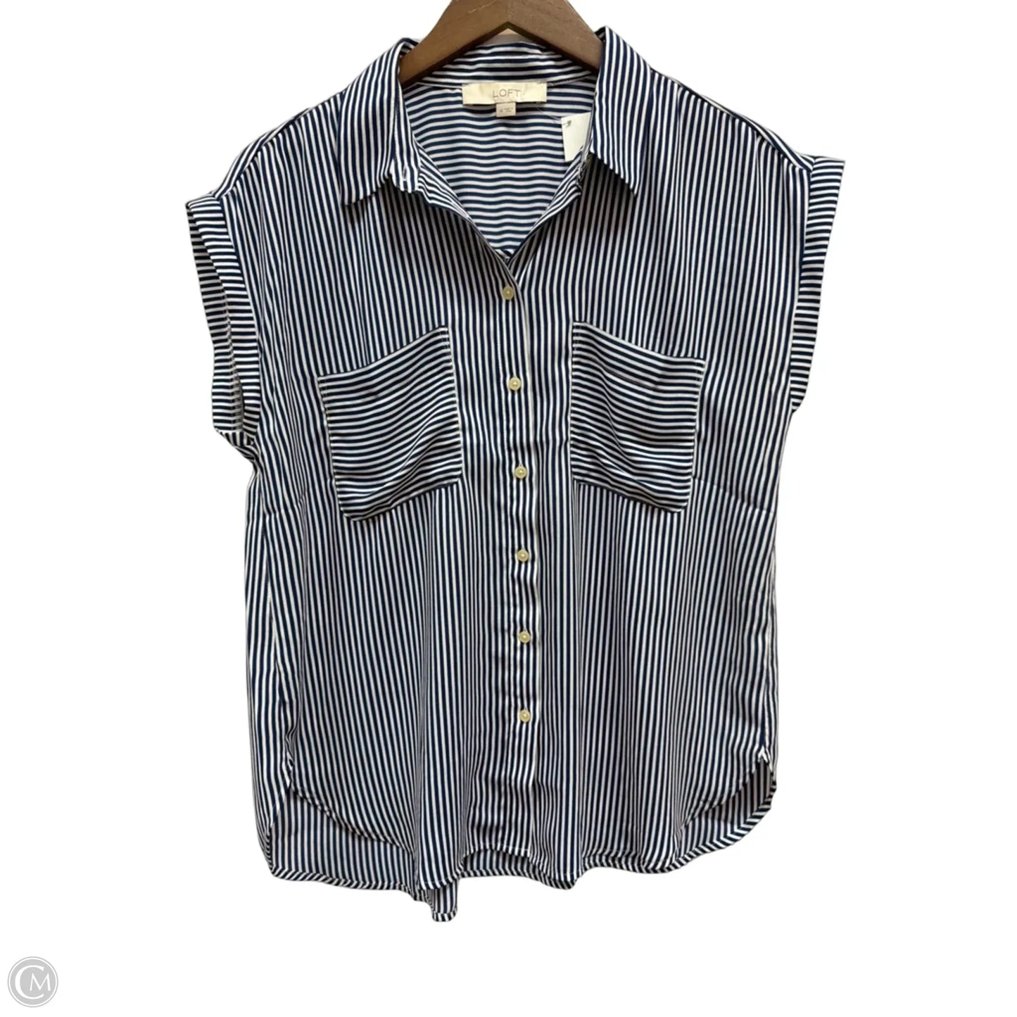 Top Short Sleeve By Loft In Striped Pattern, Size: M