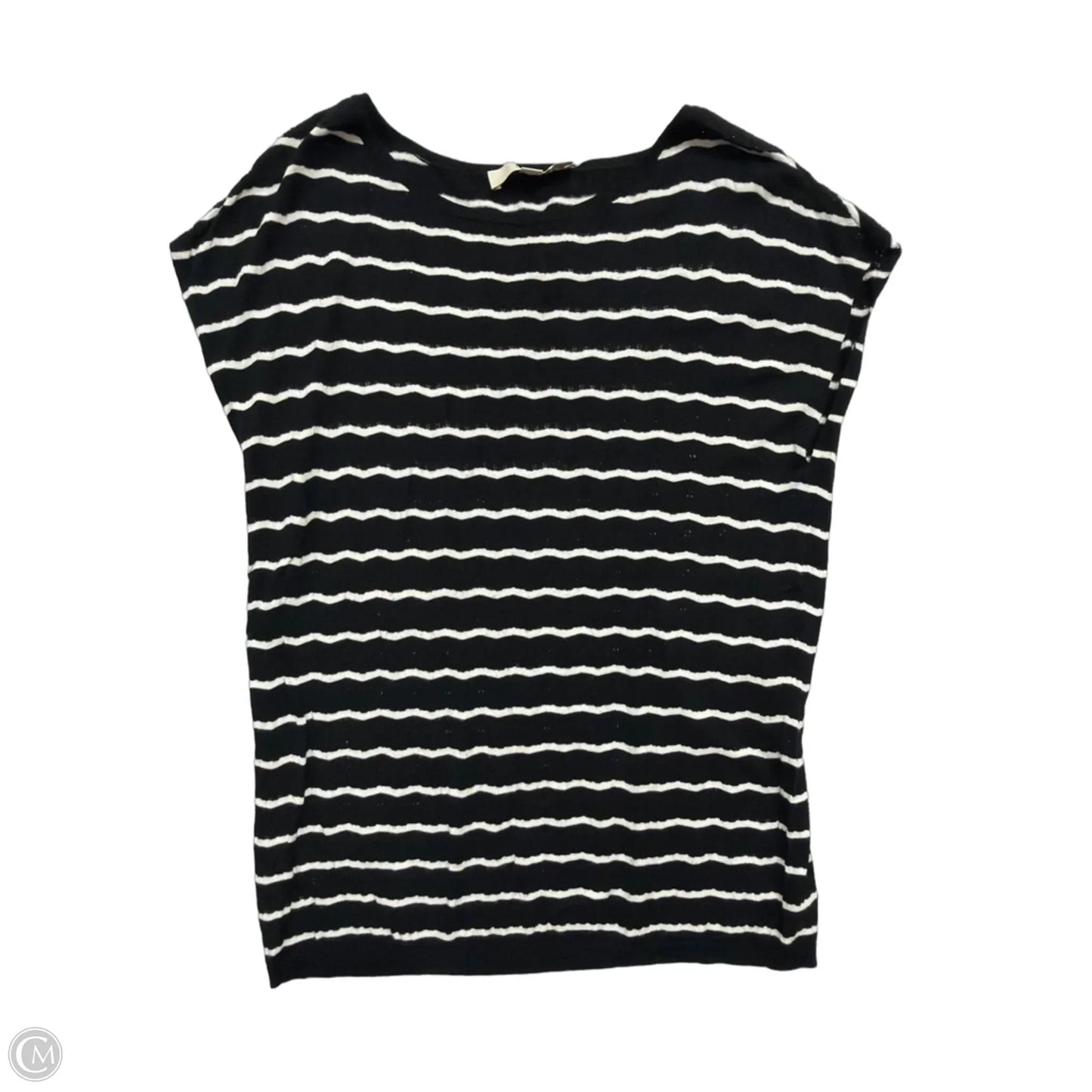 Top Short Sleeve By Loft In Black & White, Size: M