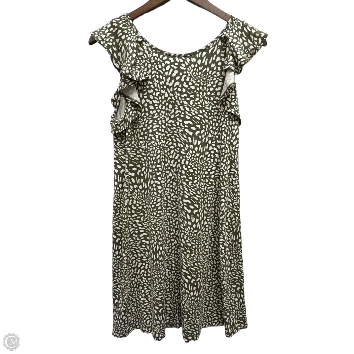 Dress Casual Midi By Loft In Green & White, Size: S