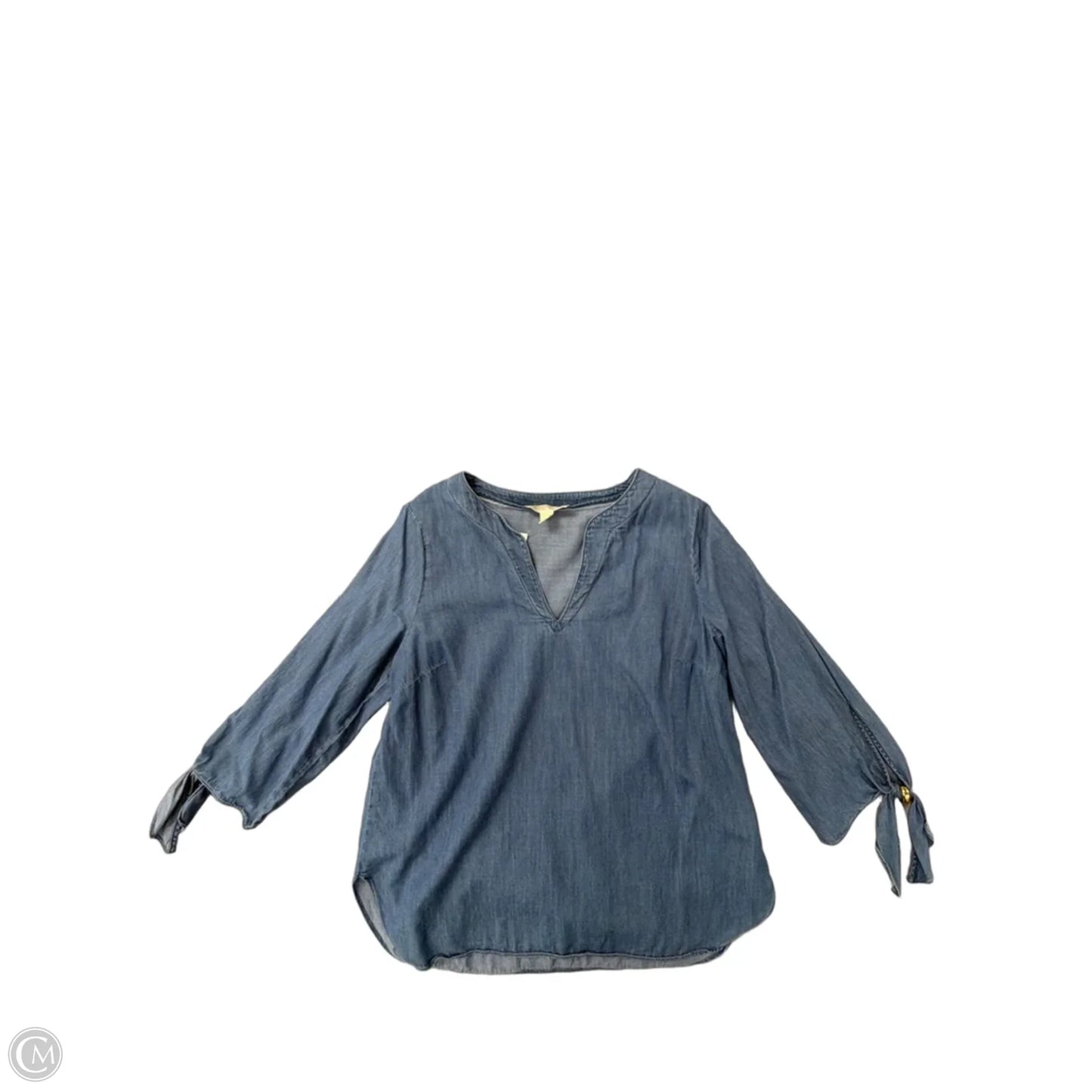 Top 3/4 Sleeve By Michael By Michael Kors In Blue Denim, Size: M