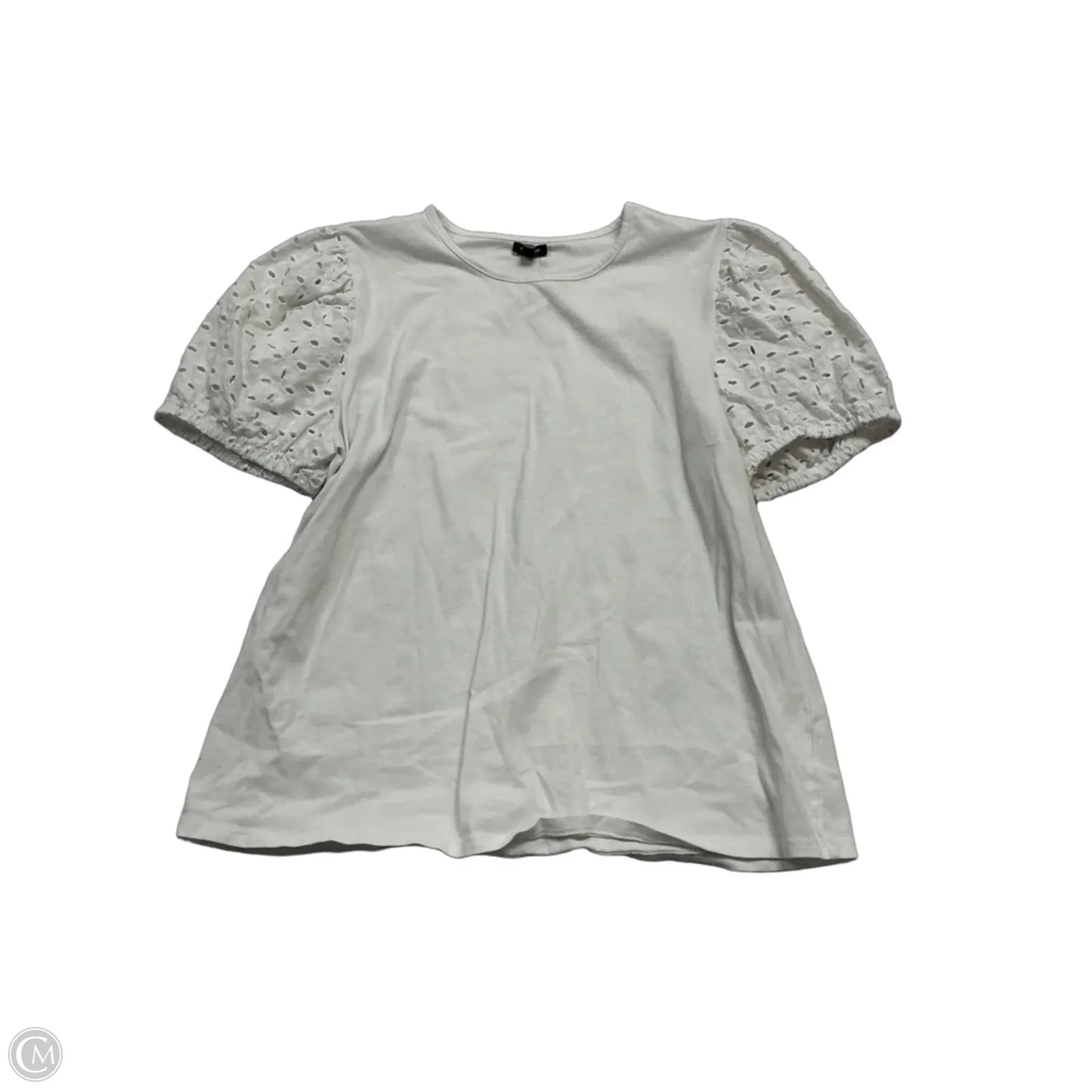 Top Short Sleeve By Express In White, Size: L