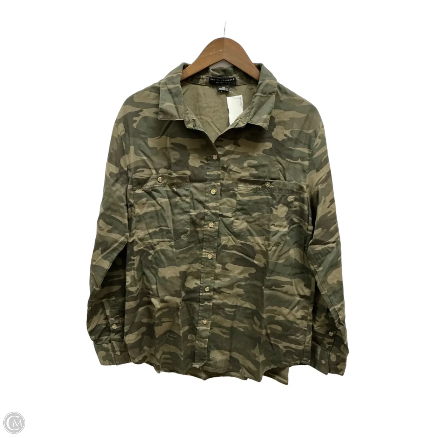 Top Long Sleeve By Social Standard By Sanctuary In Camouflage Print, Size: L
