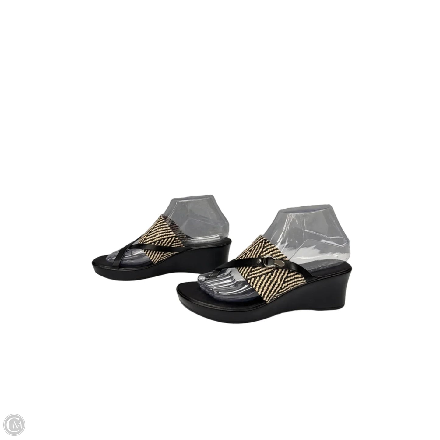 Sandals Heels Wedge By Italian Shoemakers In Black, Size: 7.5