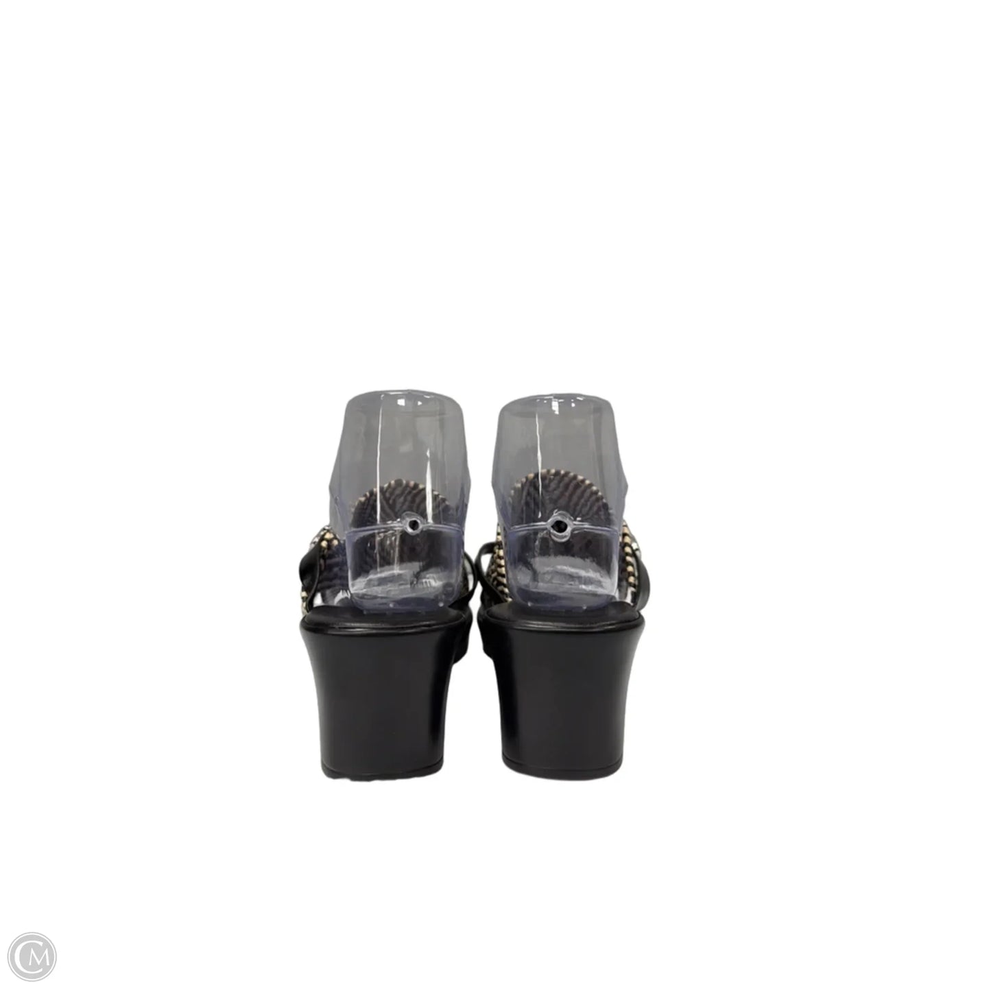 Sandals Heels Wedge By Italian Shoemakers In Black, Size: 7.5