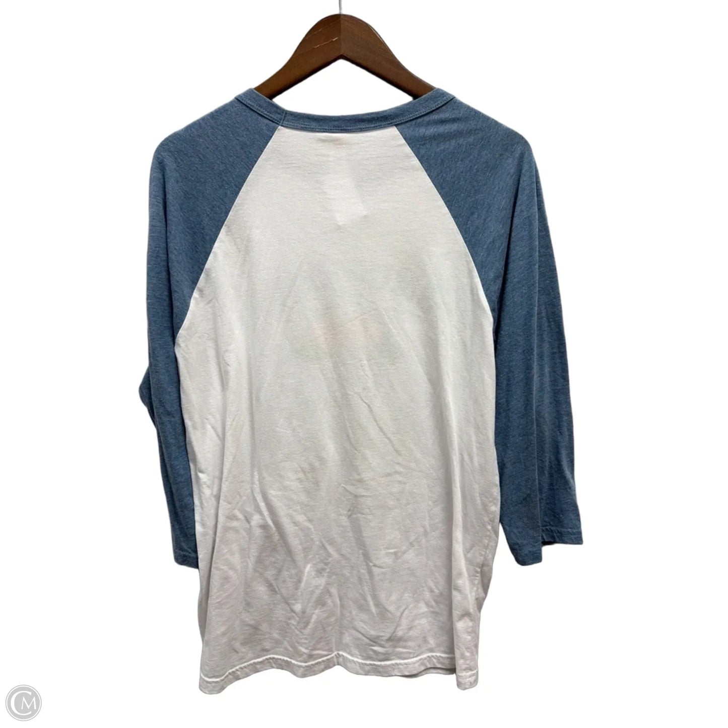Top 3/4 Sleeve By Canvas In Blue & White, Size: L