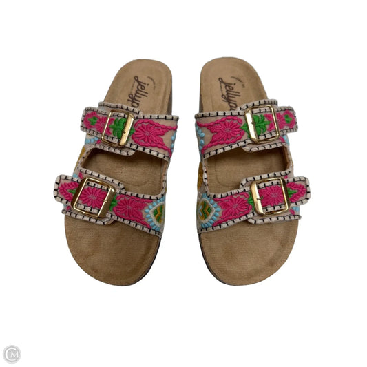 Sandals Flats By Jelly Pop In Multi-colored, Size: 8
