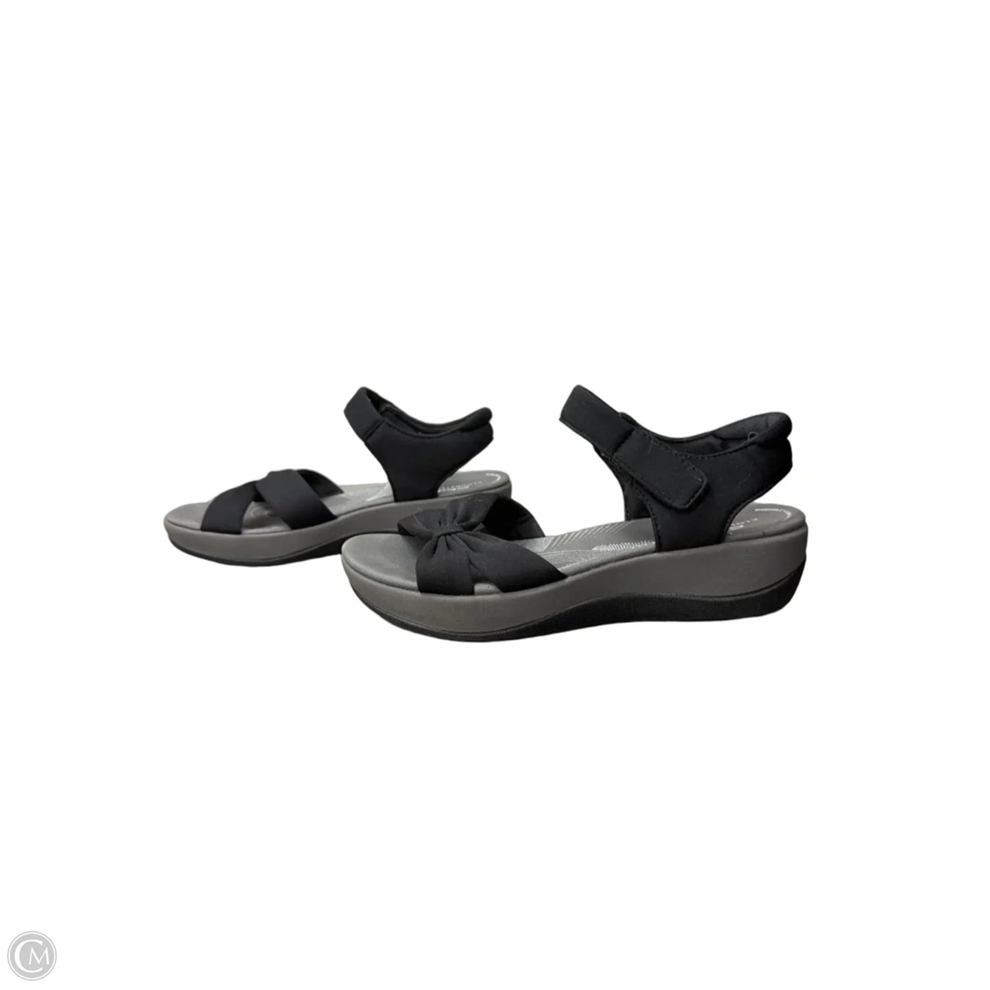 Sandals Flats By Clarks In Black & Grey, Size: 7