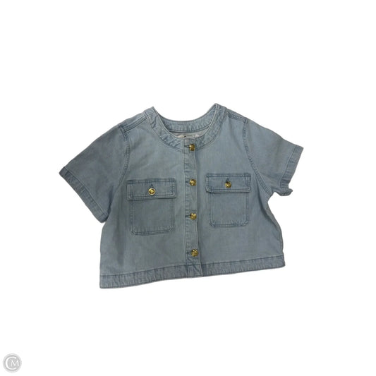 Top Short Sleeve By Free Assembly In Blue Denim, Size: M