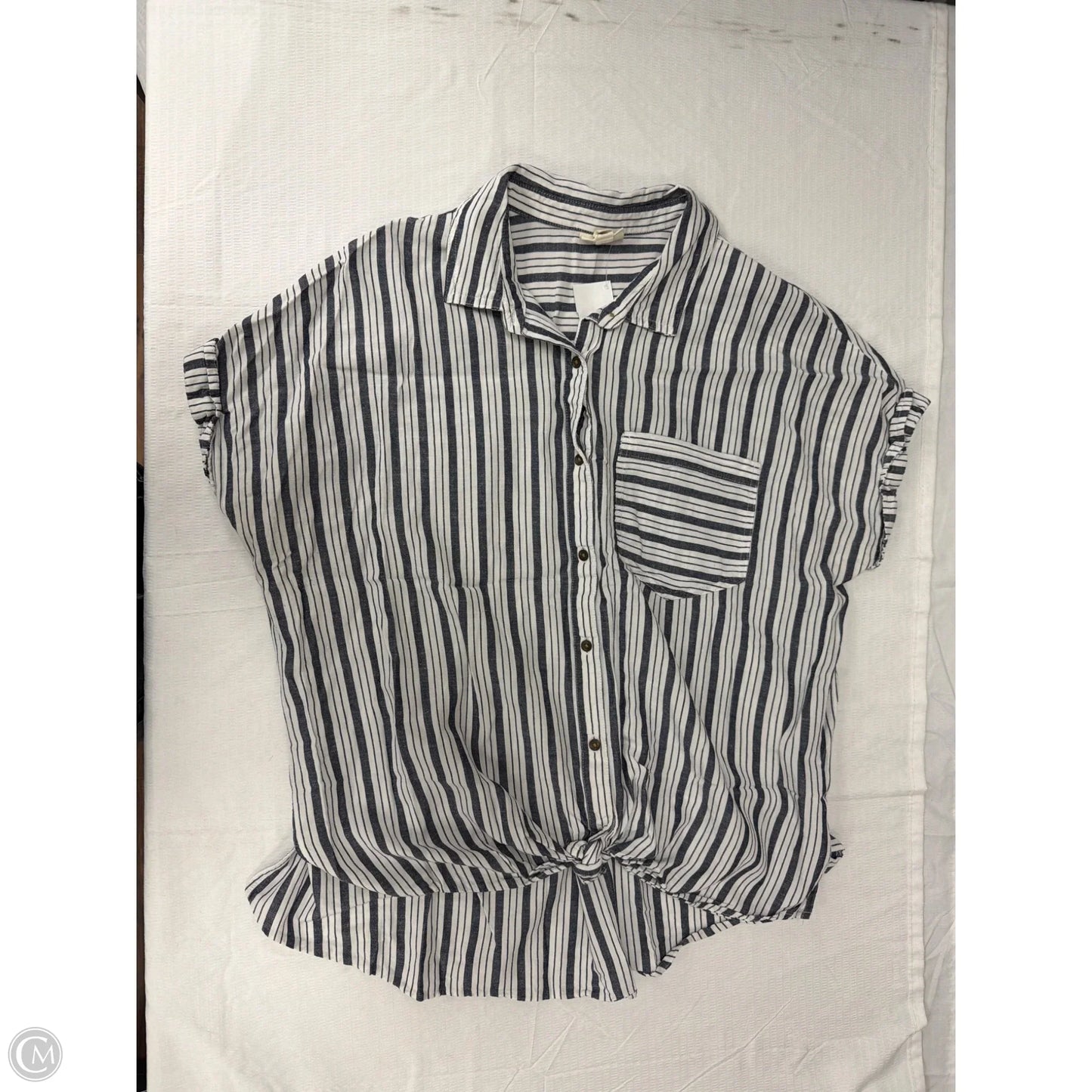 Top Short Sleeve By Ana In Striped Pattern, Size: L