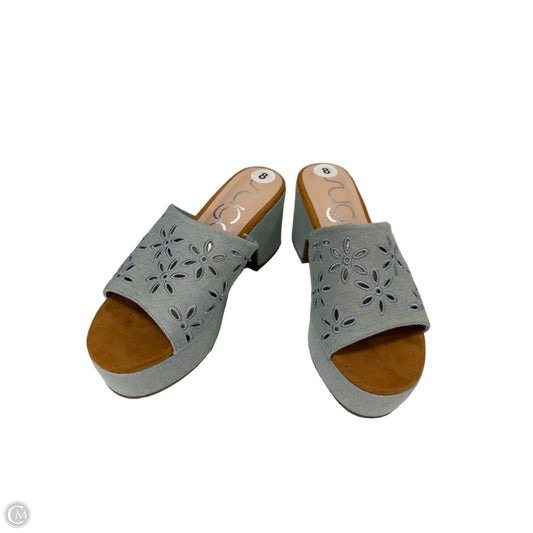 Sandals Heels Block By Sugar In Blue Denim, Size: 8