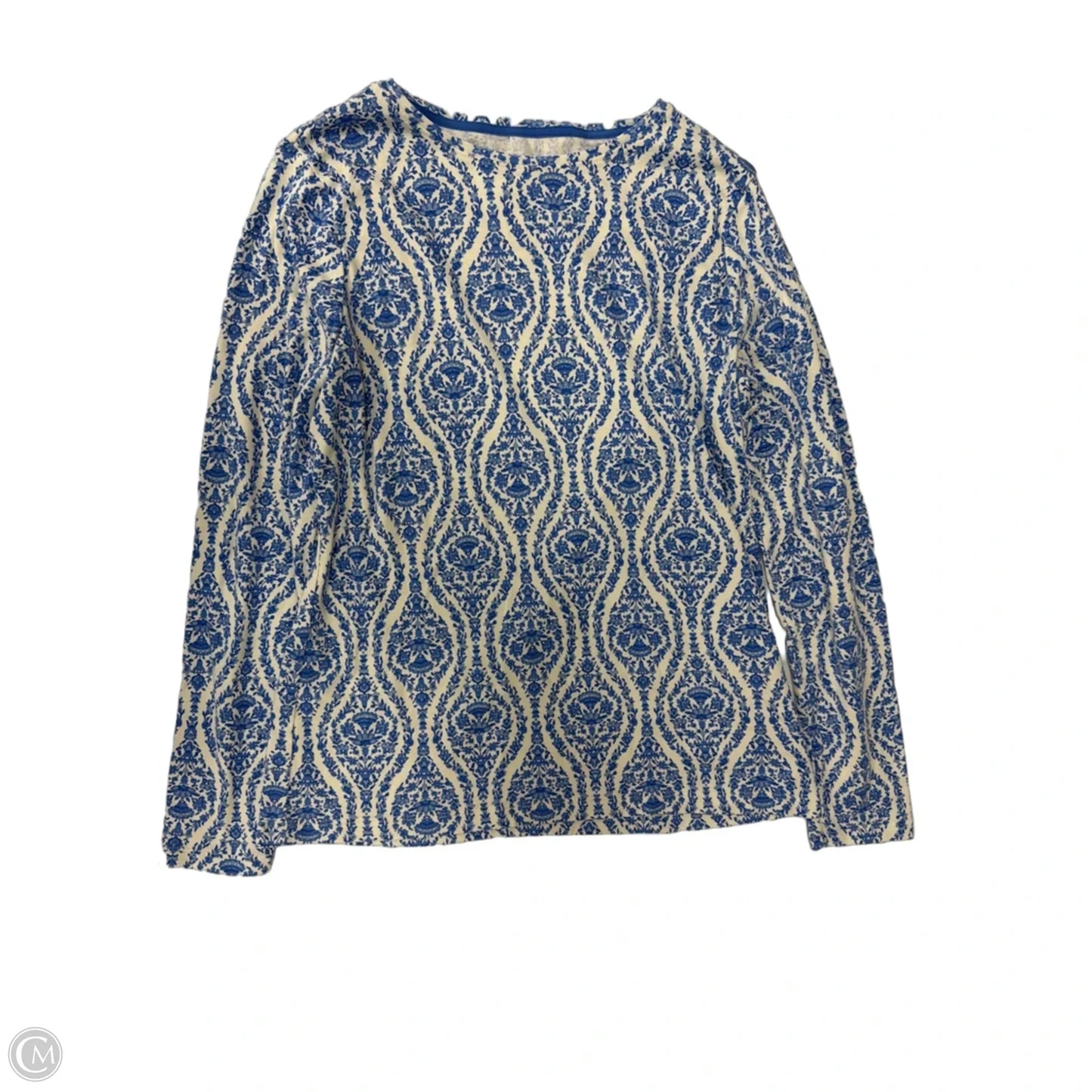 Top Long Sleeve By Croft And Barrow In Blue & White, Size: M