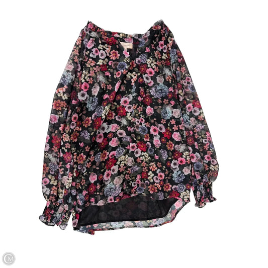 Top Long Sleeve By Philosophy In Floral Print, Size: 1x