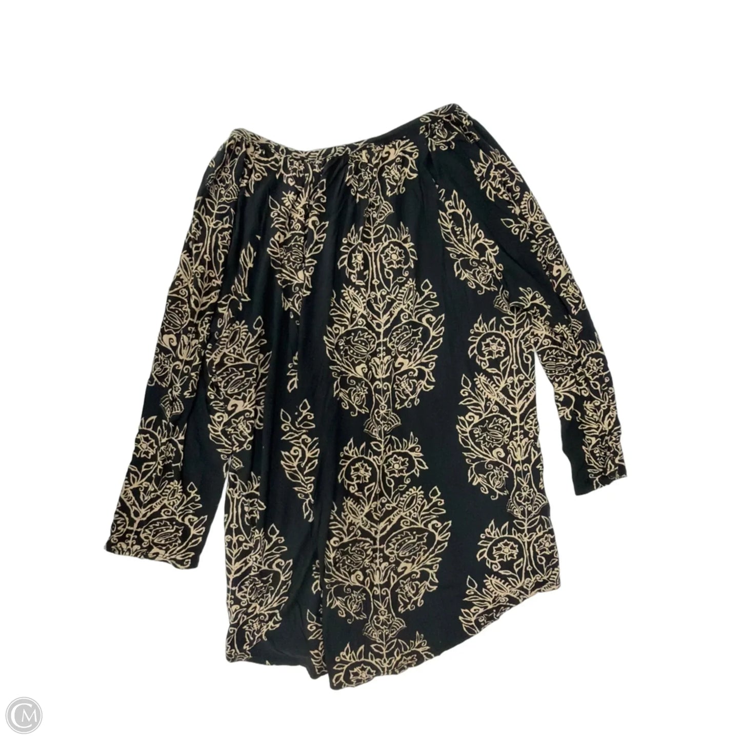 Top 3/4 Sleeve By Lucky Brand In Black & Brown, Size: 1x