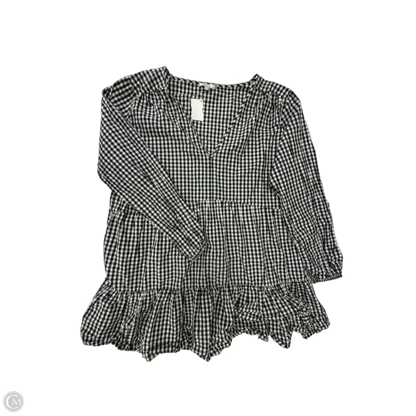 Tunic Long Sleeve By Clothes Mentor In Checkered Pattern, Size: M