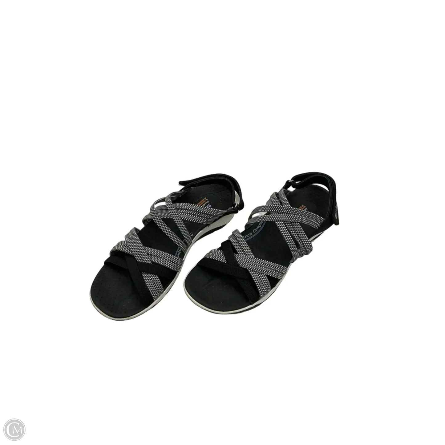 Sandals Flats By Skechers In Black & White, Size: 7