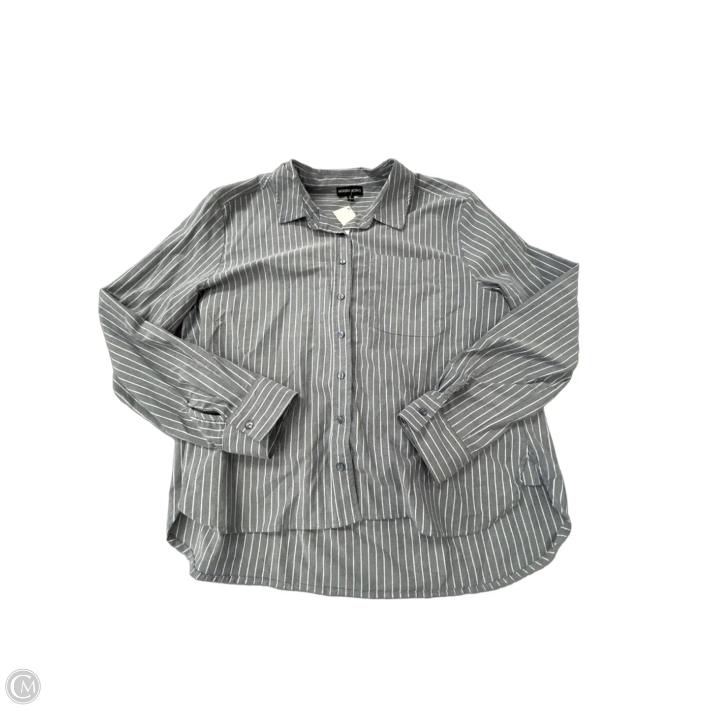 Top Long Sleeve By Modern Works In Striped Pattern, Size: L